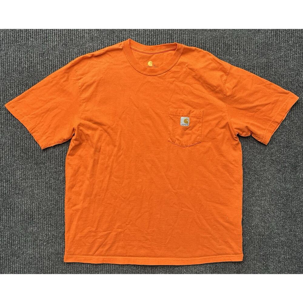 Carhartt Sun Faded Tee Shirt Mens XL Orange Solid Original Fit Pocket Y2K VTG